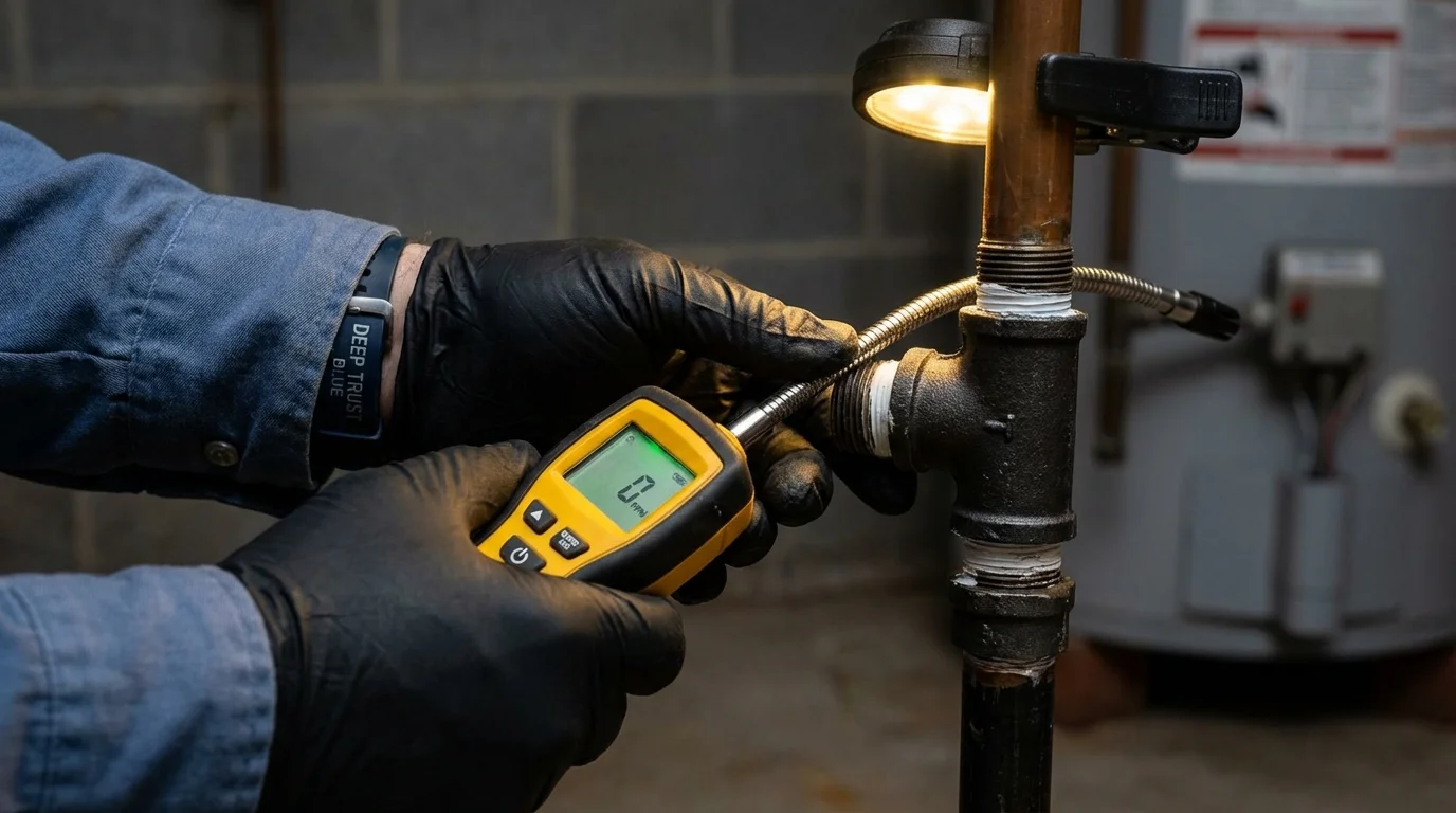 Gas leak detection with electronic sniffer by Johns Plumbing LLC in Murphy