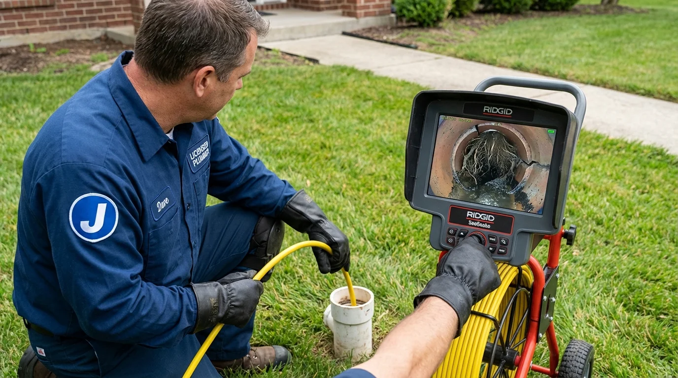 Sewer camera inspection being performed by Johns Plumbing LLC in Murphy